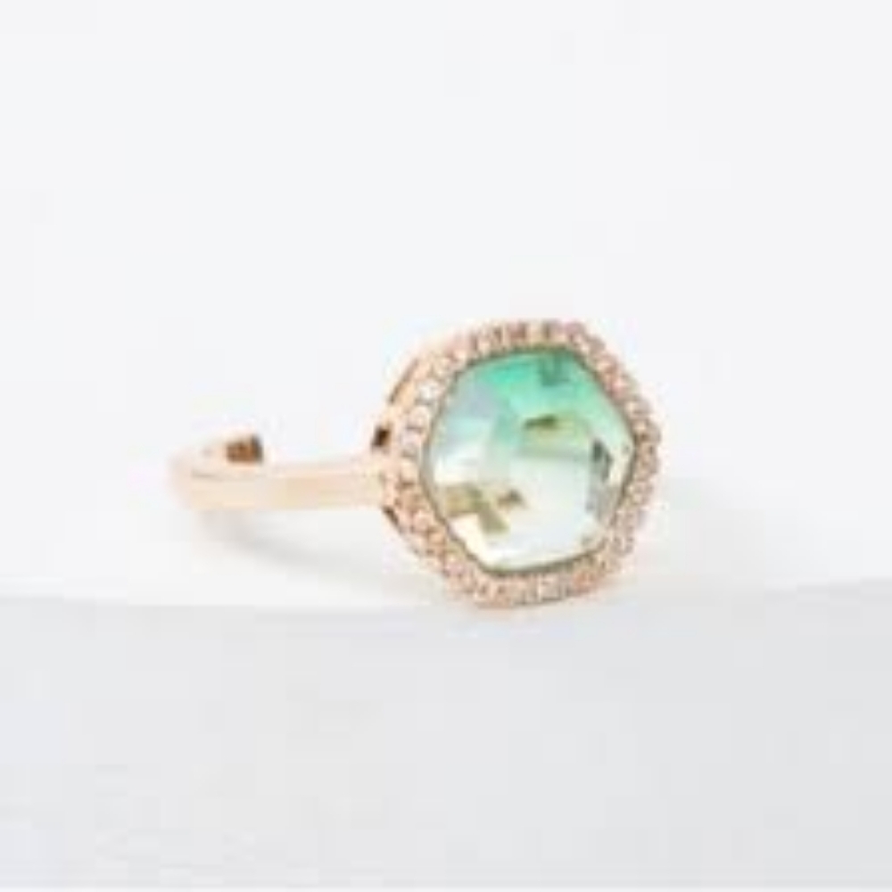 NWOT - Joy Dravecky green ombré, pavé goldtone adjustable ring